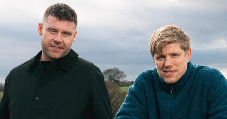 Danny Miller as Aaron Dingle and Ryan Hawley as Robert Sugden, who make up 'Robron' on Emmerdale