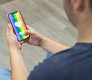 man using gay dating app