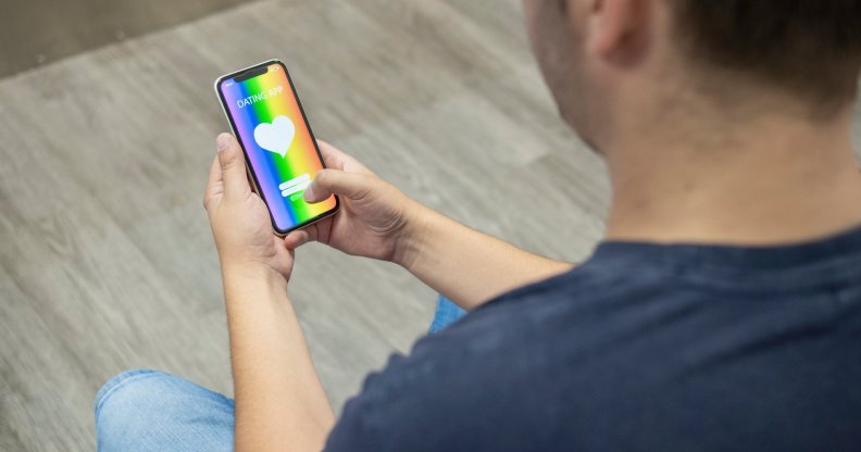 man using gay dating app
