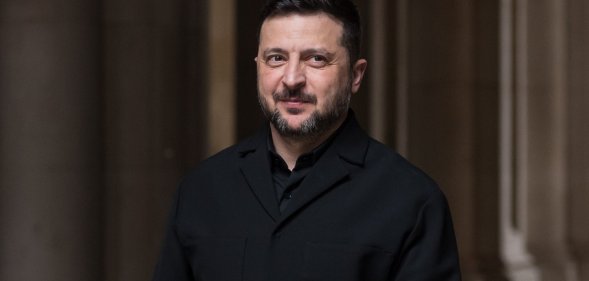 LONDON, UNITED KINGDOM - JUNE 07, 2026: President of Ukraine Volodymyr Zelenskyy arrives in Downing Street ahead of a meeting of European allies to discuss ongoing support for Ukraine hosted by Britis
