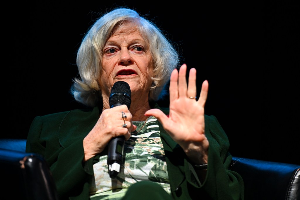 Ann Widdecombe spaeaking at event