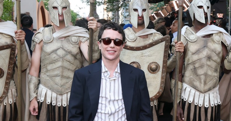 Elliot Page attends the premiere of "The Odyssey"