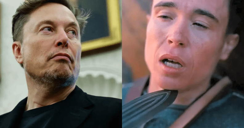Images of Elon Musk and Elliot Page in The Odyssey side-by-side