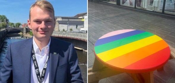 Restore Britain County Councillor Owain Clatworthy took offence to a rainbow picnic table