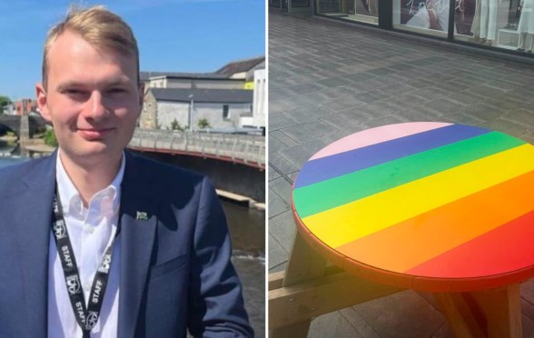Restore Britain County Councillor Owain Clatworthy took offence to a rainbow picnic table