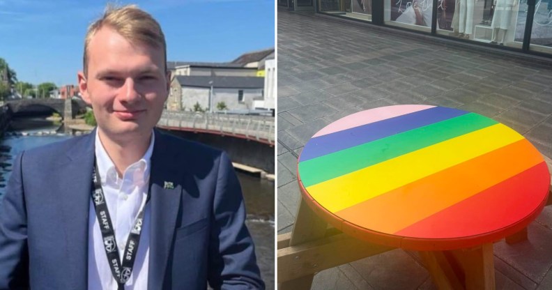 Restore Britain County Councillor Owain Clatworthy took offence to a rainbow picnic table