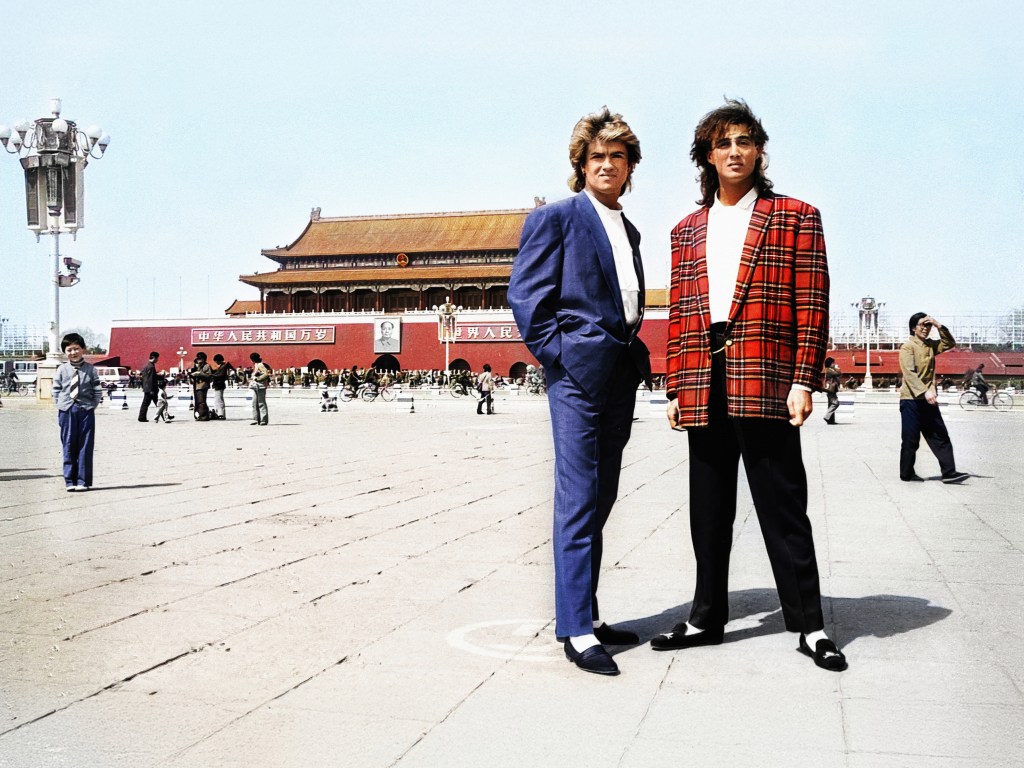 WHAM! 10 Days In China still: two bandmembers George Michael and Andrew Ridgeley visiting China