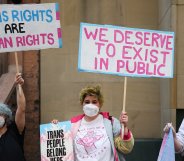 A protest outside the EHRC in 2025