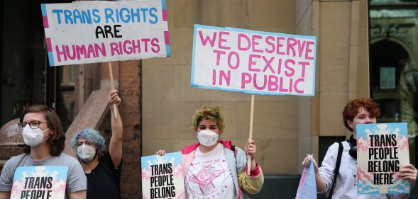 A protest outside the EHRC in 2025
