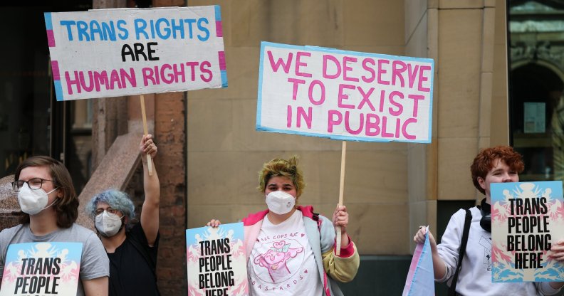 A protest outside the EHRC in 2025