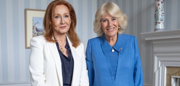 JK Rowling with Queen Camilla at the Palace of Holyroodhouse in Edinburgh