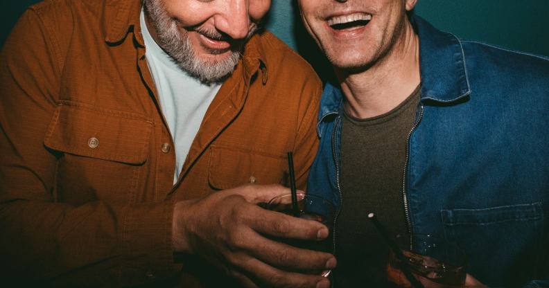 two men laughing