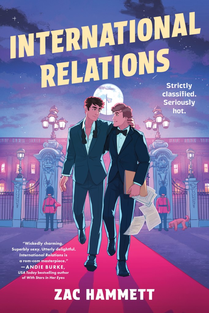 International Relations by Meghan Nesmith. Two men walkig on a red carpet on the book cover