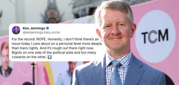 Ken Jennings with a screenshot of a Bluesky post written by him