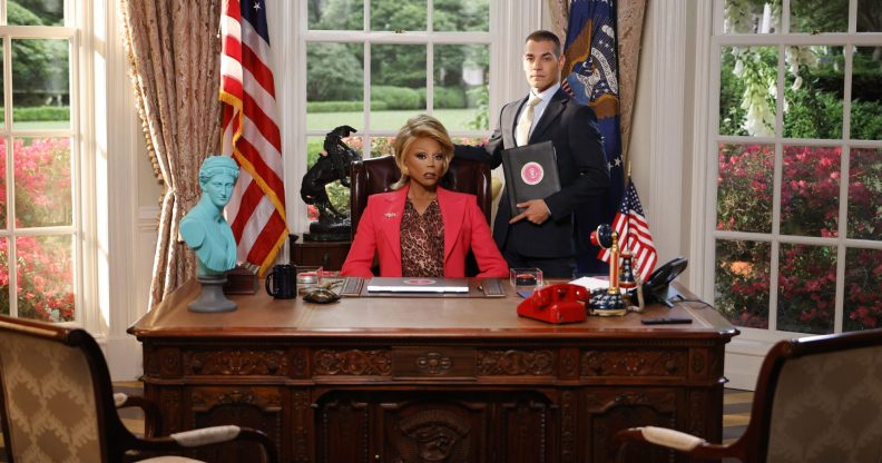 RuPaul plays President Judy Gagwell in Stop! That! Train!