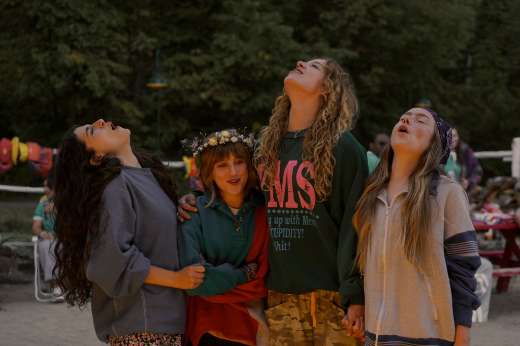 (L-R) Annie Jacobson (Ella Rubin), Maple (Mabel Strachan), Oona (Bo Bragason), and Ramona (Amélie Hoeferle) in Sterling Point. (Sabrina Lantos/Prime Video)
