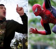 a man dressed as spider-man punched jake lang (1)