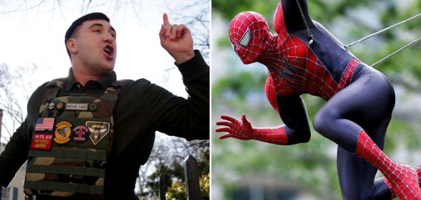 a man dressed as spider-man punched jake lang (1)