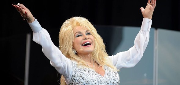 Dolly Parton performs on the Pyramid stage on Day 3 of the Glastonbury Festival at Worthy Farm on June 29, 2014 in Glastonbury, England.