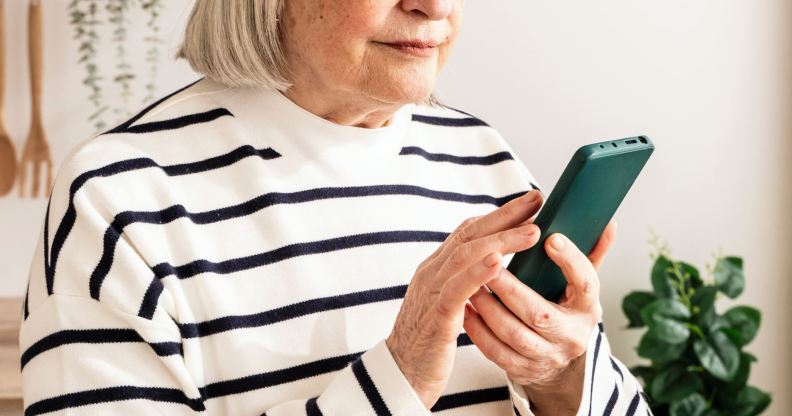 older woman using phone