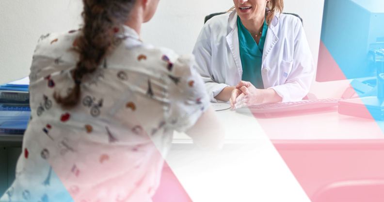 a woman speaks with a doctor