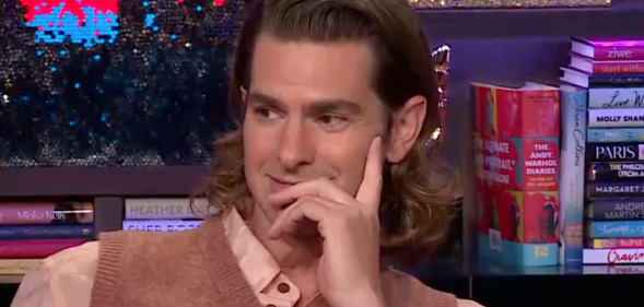 Andrew Garfield knows his Drag Race lore. (What What Happens Live)
