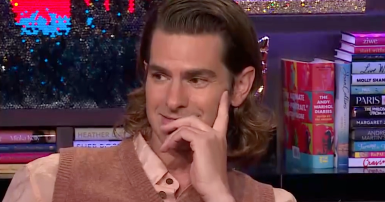 Andrew Garfield knows his Drag Race lore. (What What Happens Live)