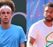Sunday's match between Mika Brunold (L) and Joao Luca Reis da Silva (R) was the first pro tennis match between two out gay male players. (Getty)