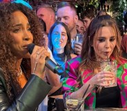 The Voice UK's Kelly Rowland and Cheryl at Via gay club in Manchester's Canal Street