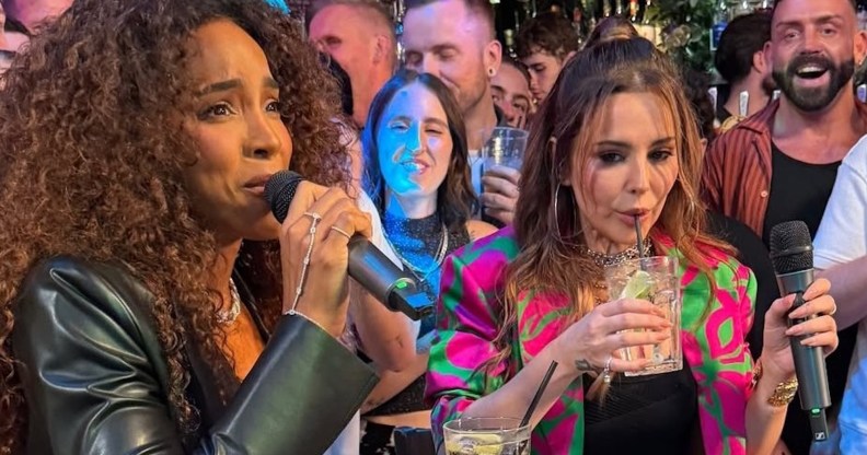 The Voice UK's Kelly Rowland and Cheryl at Via gay club in Manchester's Canal Street