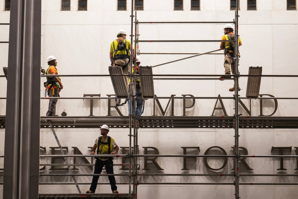 The removal of President Donald Trump's name from the Kennedy Center.