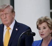 President Donald Trump and Secretary of Education Linda McMahon