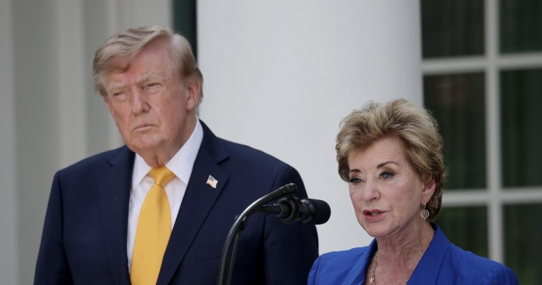 President Donald Trump and Secretary of Education Linda McMahon