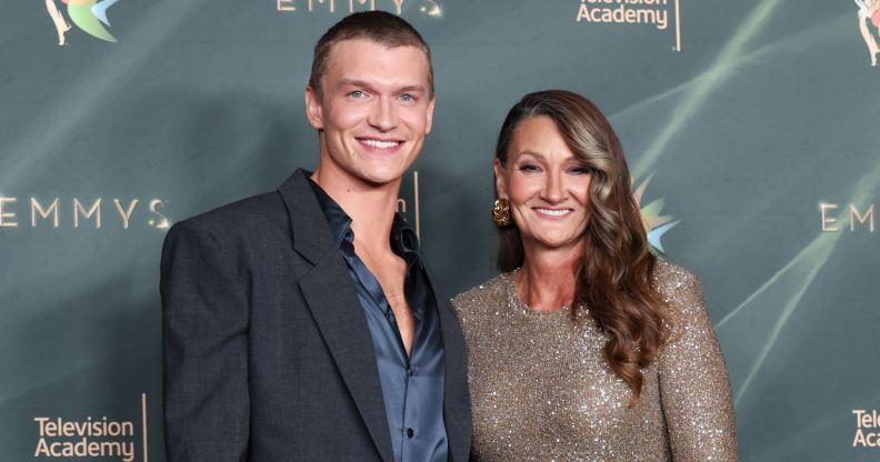 Connor Storrie with mum Linda at the 2026 Creative Arts Emmy Awards