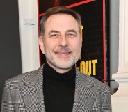 David Walliams outside a London theatre in february 2024 smiling