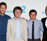SYDNEY, AUSTRALIA - AUGUST 13: (L-R) Blake Harrison, James Buckley, Simon Bird and Joe Thomas arrive at the premier of The Inbetweeners 2 at Event Cinemas George Street on August 13, 2014 in Sydney,