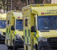 Several ambulances driving through London.