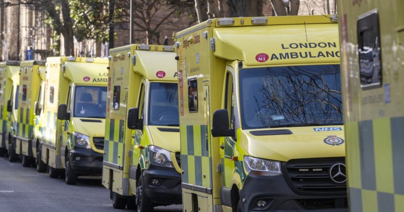 Several ambulances driving through London.