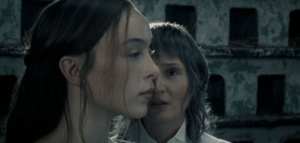 Ella Beatty as Lizzie Borden and Vicky Krieps as Bridget 'Maggie' Sullivan in Netflix's Monster
