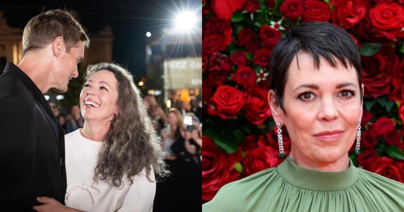 Olivia Colman debuts new hair as she poses with co-star Alexander Skarsgard
