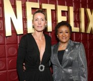 BEVERLY HILLS, CALIFORNIA - JANUARY 11: (L-R) Alex Sykes and Wanda Sykes attend Netflix's Golden Globe afterparty 2026 at Spago on January 11, 2026 in Beverly Hills, California. (Photo by Emma McInty