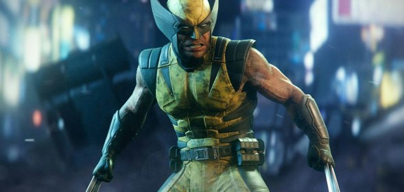 Marvel’s Wolverine game still of Wolverine mid-fight in yellow roughed up suit