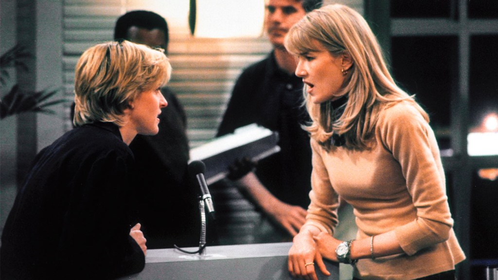 Episode: The Puppy Episode, April 30, 1997 Shown from left: Ellen DeGeneres, Laura Dern