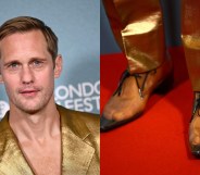 Alexander Skarsgård headshot and his see-through footwear
