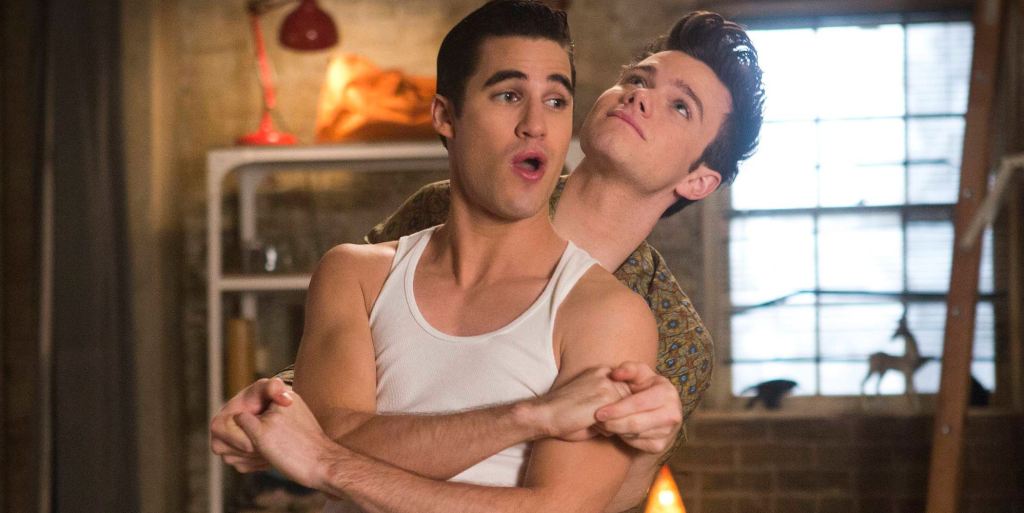 Darren Criss and Chris Colfer as Blaine Anderson and Kurt Hummel in Glee