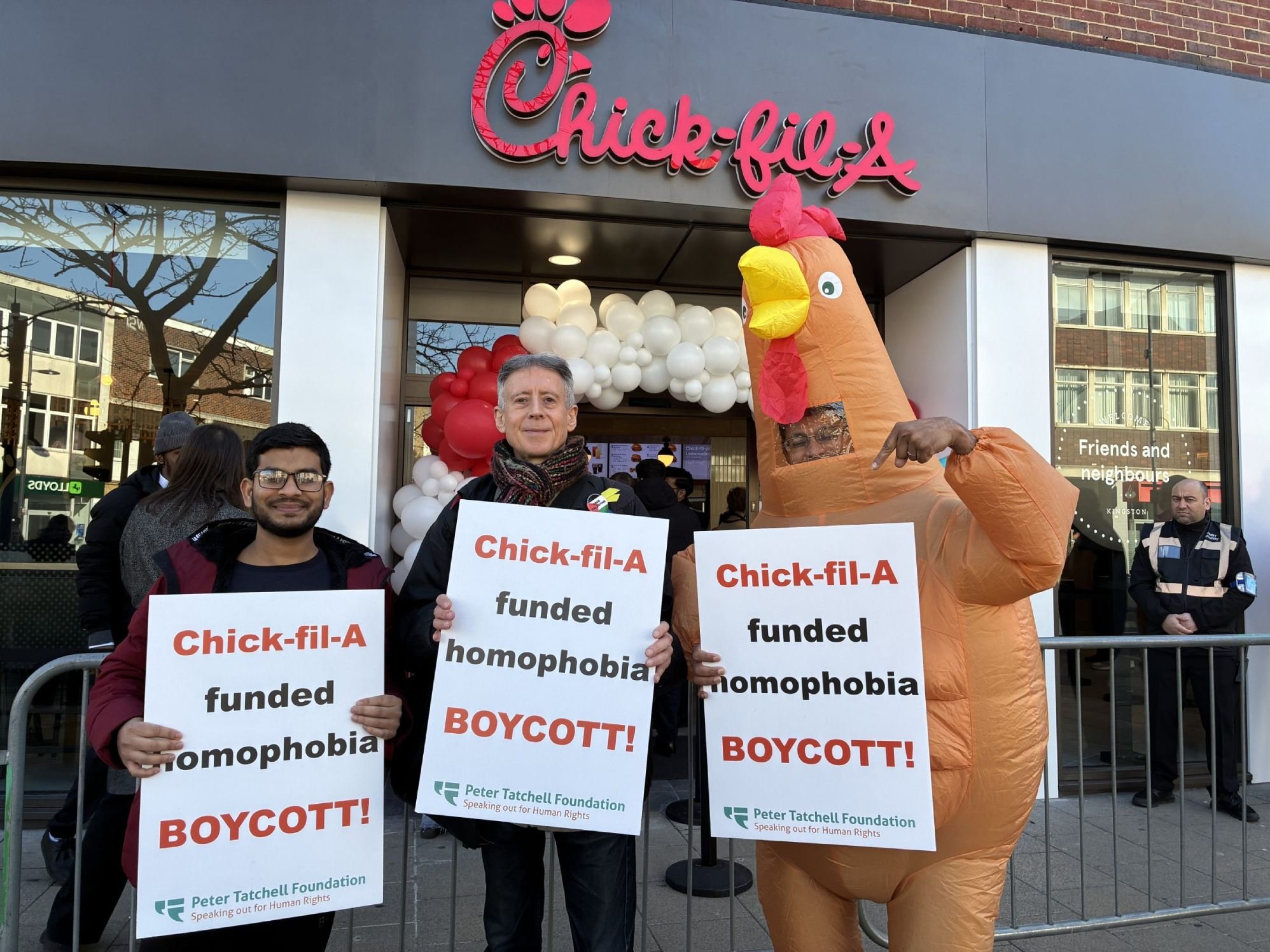Peter Tatchell protested upon the UK expansion of Chick-fil-A