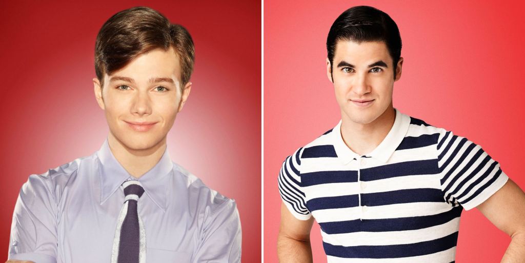 Chris Colfer as Kurt Hummel, and Darren Criss as Blaine Anderson for Glee