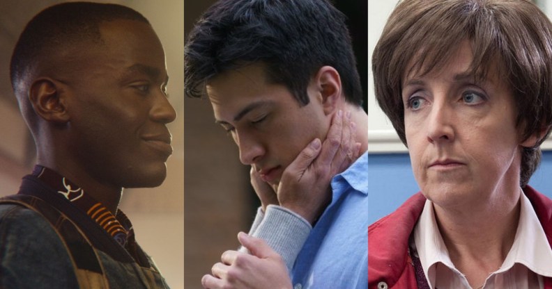 stills from Sex Education, Heated Rivalry and Coronation Street.