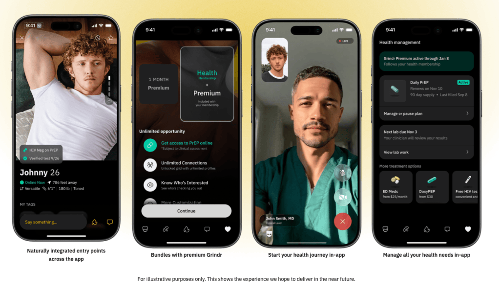 Grindr illistrative healthcare services that app hopes to provide