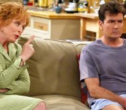 Holland Taylor and Charlie Sheen on Two And A Half Men